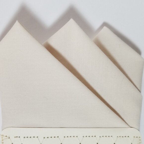 NEW Cream 100% Cotton Pre-Folded Pocket Square Handkerchief Insert - Picture 6 of 7